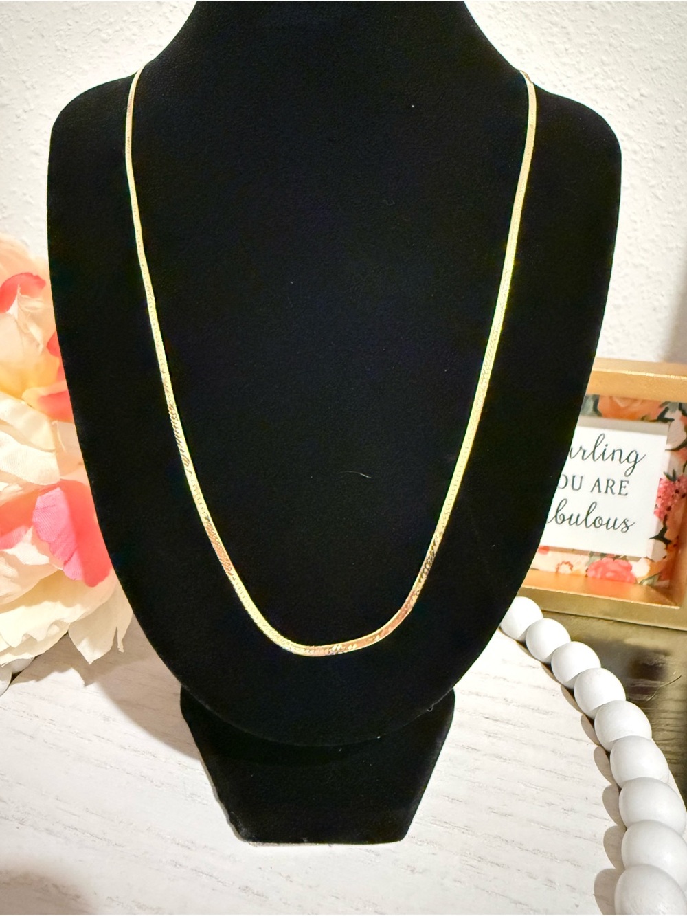 14K Solid Yellow Gold Herringbone Chain Necklace 20” 3.27g Italy